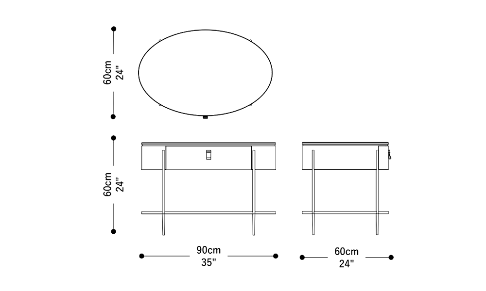Image of the main dimensions of the product